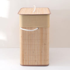SAVYA HOME Bamboo Laundry basket with lid | Laundry bags for clothes | Foldable & Durable with liner bag | Perfect cloth basket, toys organiser storage | Light Brown