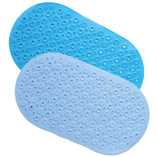 Savya Home Pack of 2 Nonslip Soft Rubber Bath Mat, Rain Mat for Bathtub and Shower, Anti Slip, Anti Bacterial, Machine Washable PVC Bath Mat for Bathroom | 65 x 36 cm |Blue