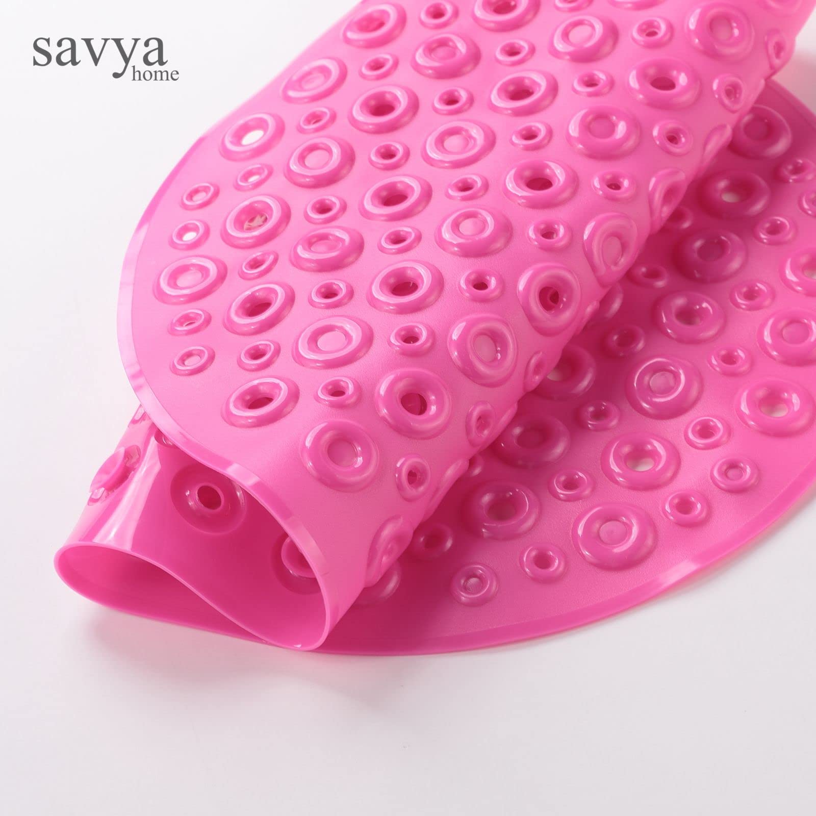 Savya Home Diatom Mud Oval Bathroom Floor Mat PVC/Non-Slip & Soft/Light Weight Mat for Living Room, Anti Skid Mat for Bathroom Floor/Shower Mat/Multipurpose Mat (Dark Blue) (Pink)