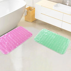 Savya Home Anti Skid Bath Mat for Bathroom, PVC Bath Mat with Suction Cup, Machine Washable Floor Mat (67x37 cm)| Light Green & Light Pink
