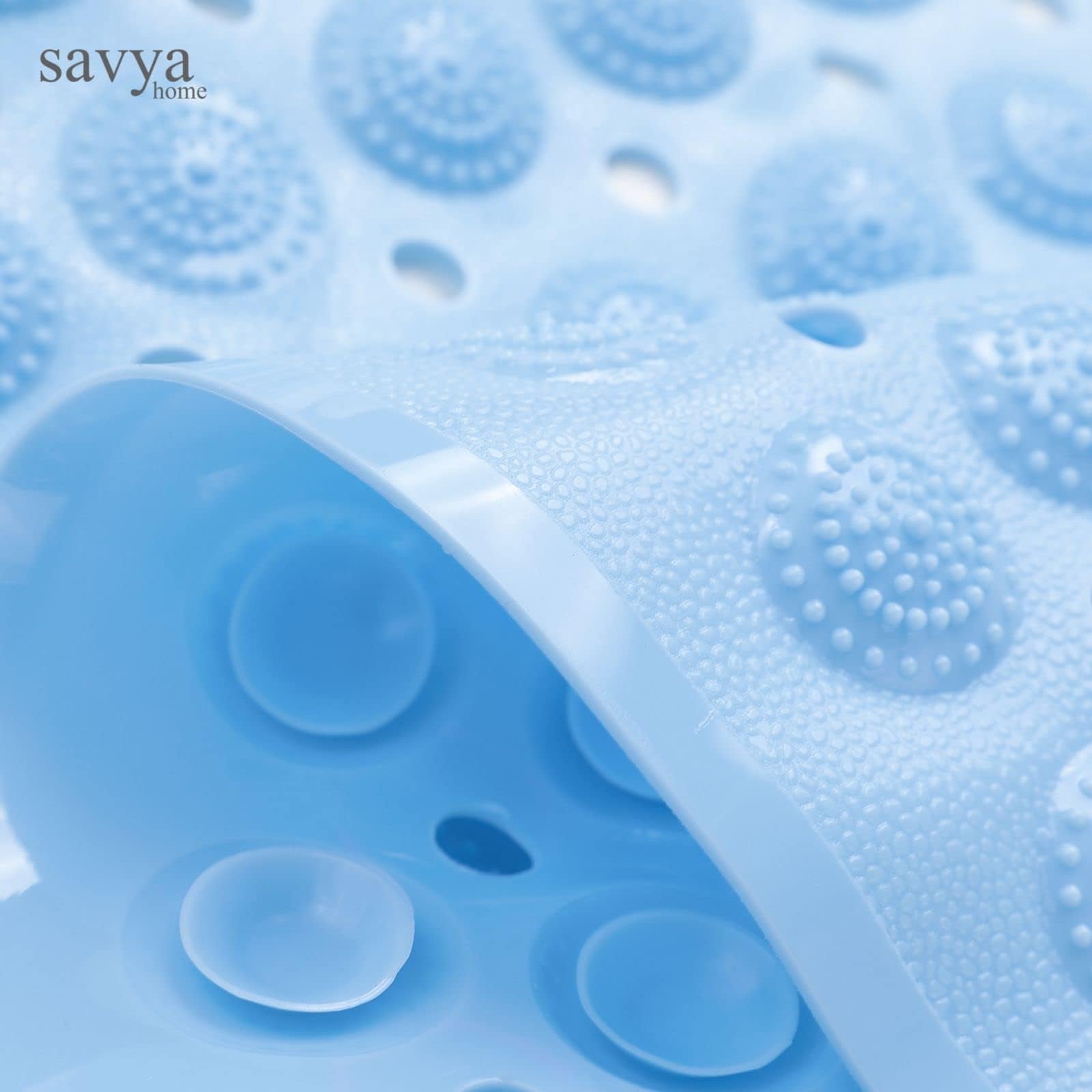 Savya Home Pack of 2 Diatom Mud Bathroom Floor Mat |71 x 35.5 cm|PVC Accu-Pebble Soft & Light Weight Anti-Skid Mat for Living Room,Bathroom/Shower Mat/Multipurpose(Blue & Sky Blue)