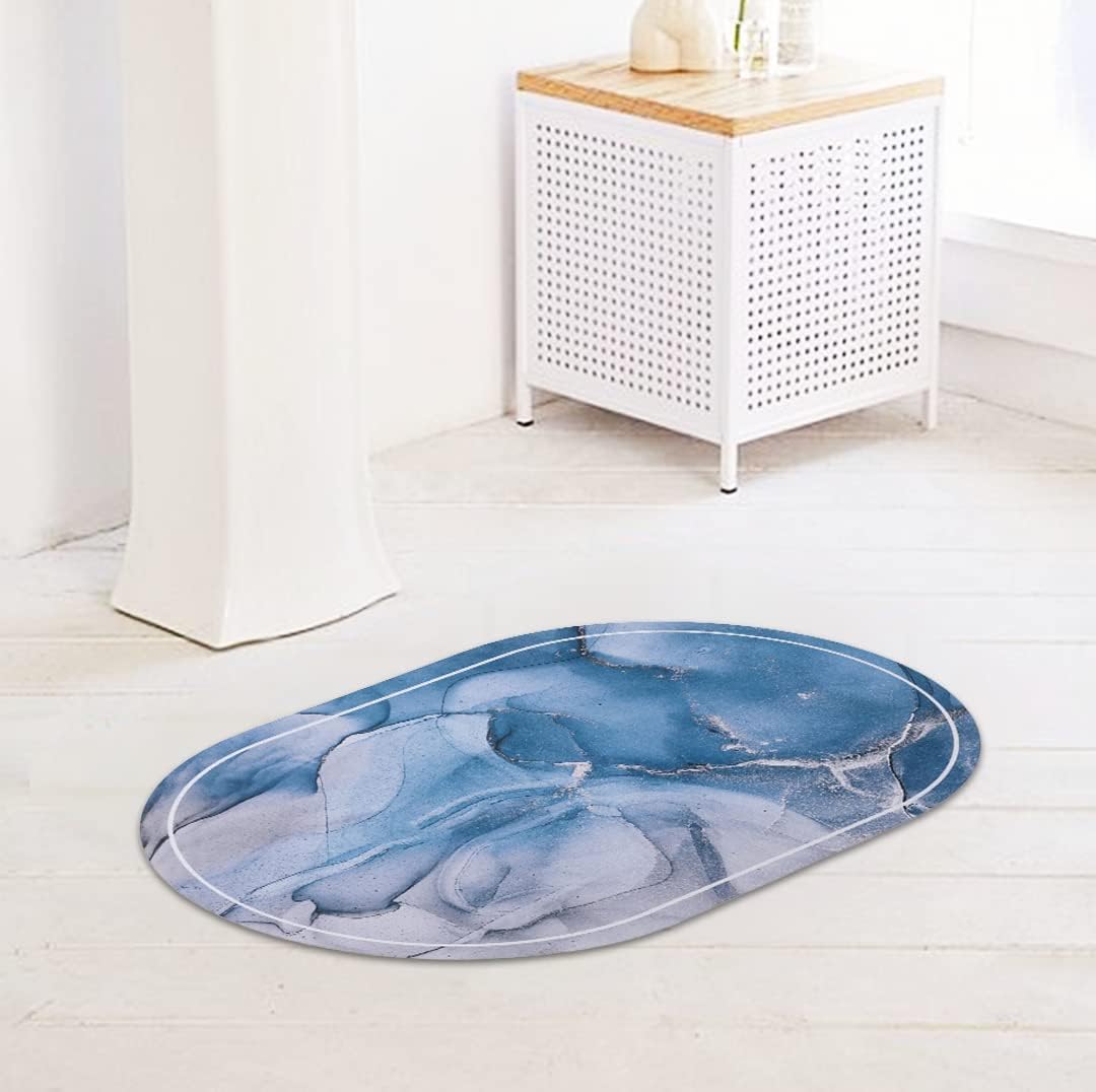 SAVYA HOME Pack of 2 Polypropylene Bathroom Mats|60 x 40cm|Anti-Skid Mat for Living Room, Kitchen, Shower, Bathtub |Multipurpose Mat(Ivory & Bluish)
