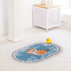 SAVYA HOME Multipurpose Mat for Kids Bedroom, Play Area, Living Room, Bathroom, Shower | 60 x 40, Blue & Orange | Anti-Skid, Tiger Design