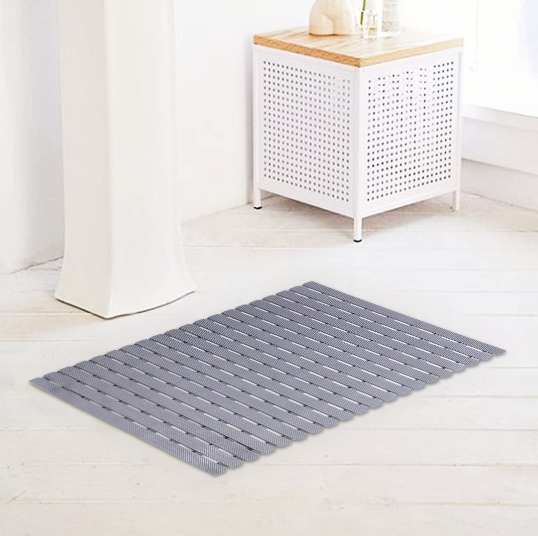 SAVYA HOME PVC(Polyvinyl Chloride) Bathmats|40 x 71|Anti-Skid mat, Living Room mat, Doormat, Multipurpose mat(Grey)