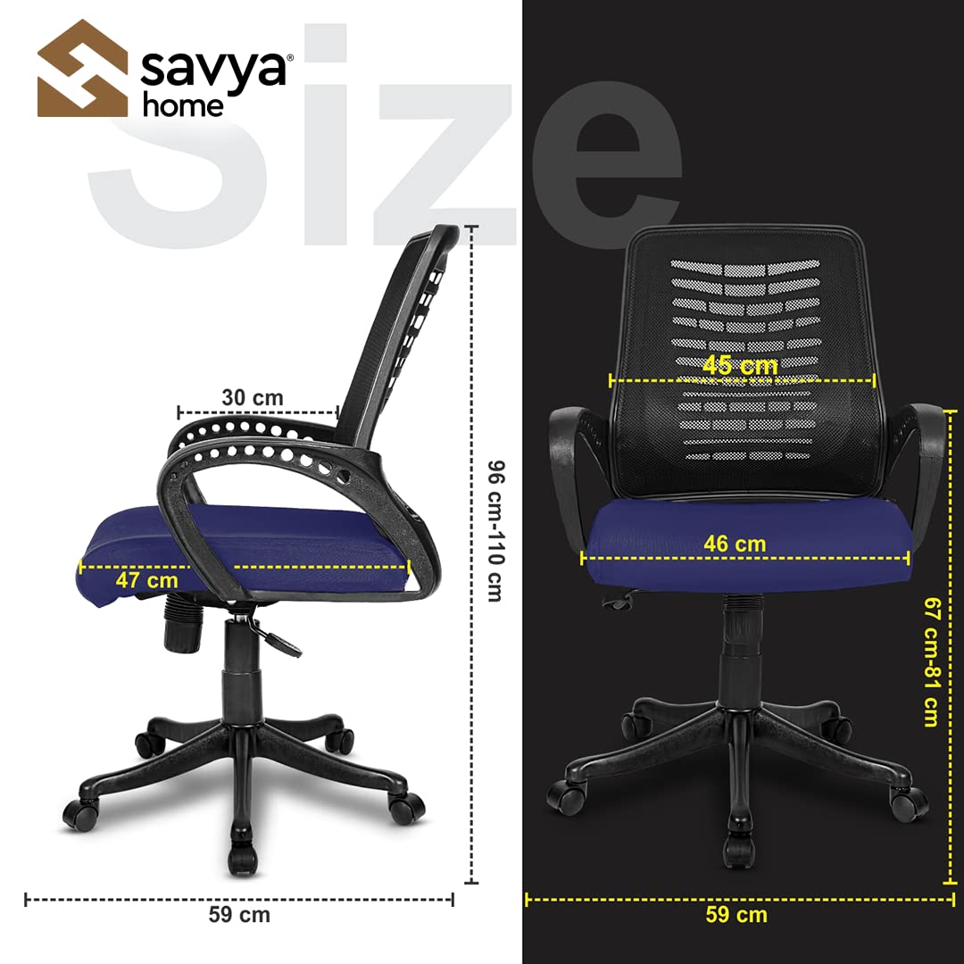 SAVYA HOME Apex Zoom Ergonomic Home and Revolving Office Chair (Blue)