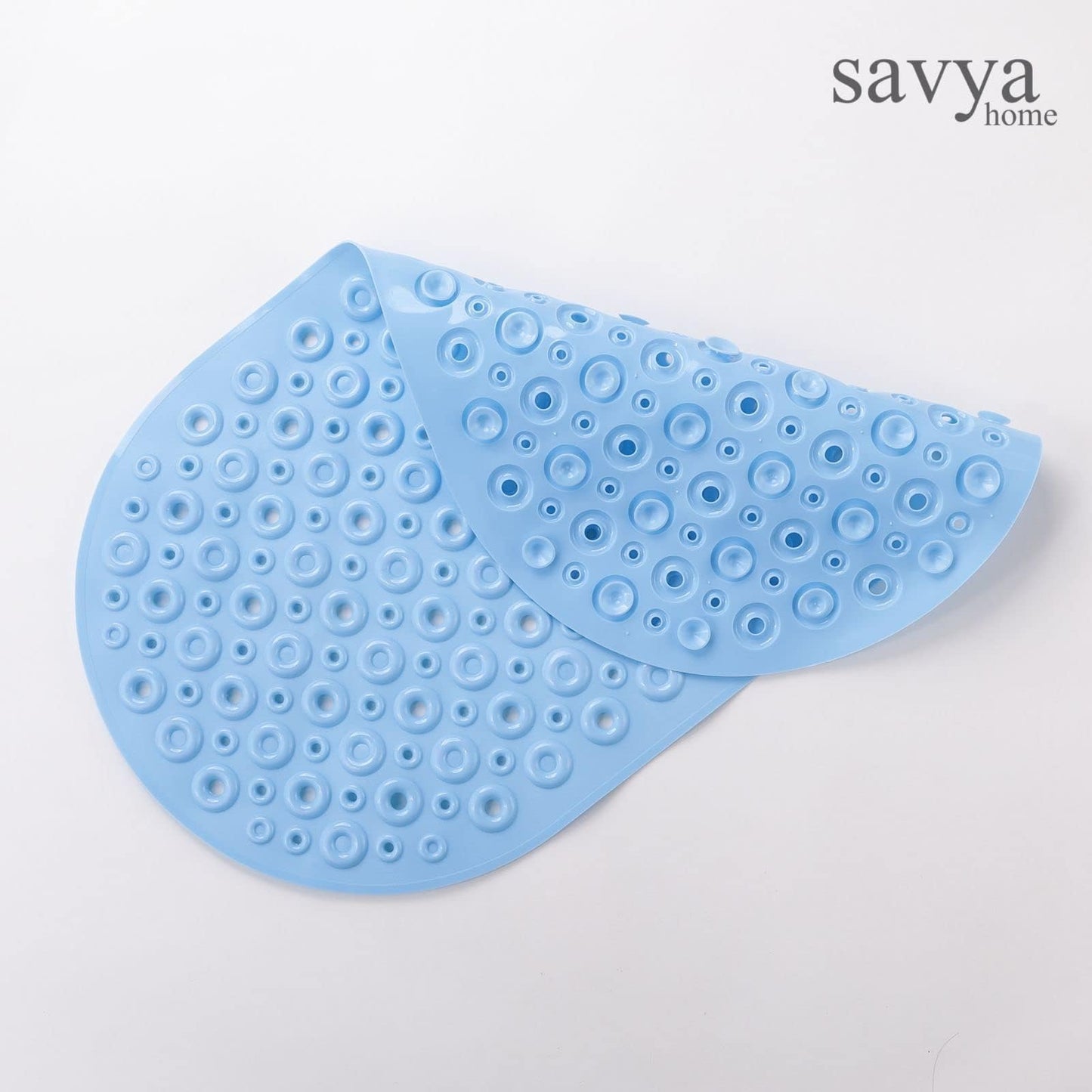 Savya Home Pack of 2 Nonslip Soft Rubber Bath Mat, Rain Mat for Bathtub and Shower, Anti Slip, Anti Bacterial, Machine Washable PVC Bath Mat for Bathroom | 65 x 36 cm |Light Blue & Pink