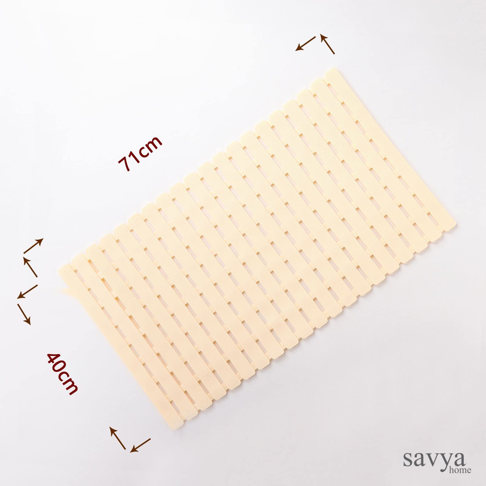 SAVYA HOME PVC(Polyvinyl Chloride) Bathmats|40 x 71|Anti-Skid mat, Living Room mat, Doormat, Multipurpose mat(Beige)