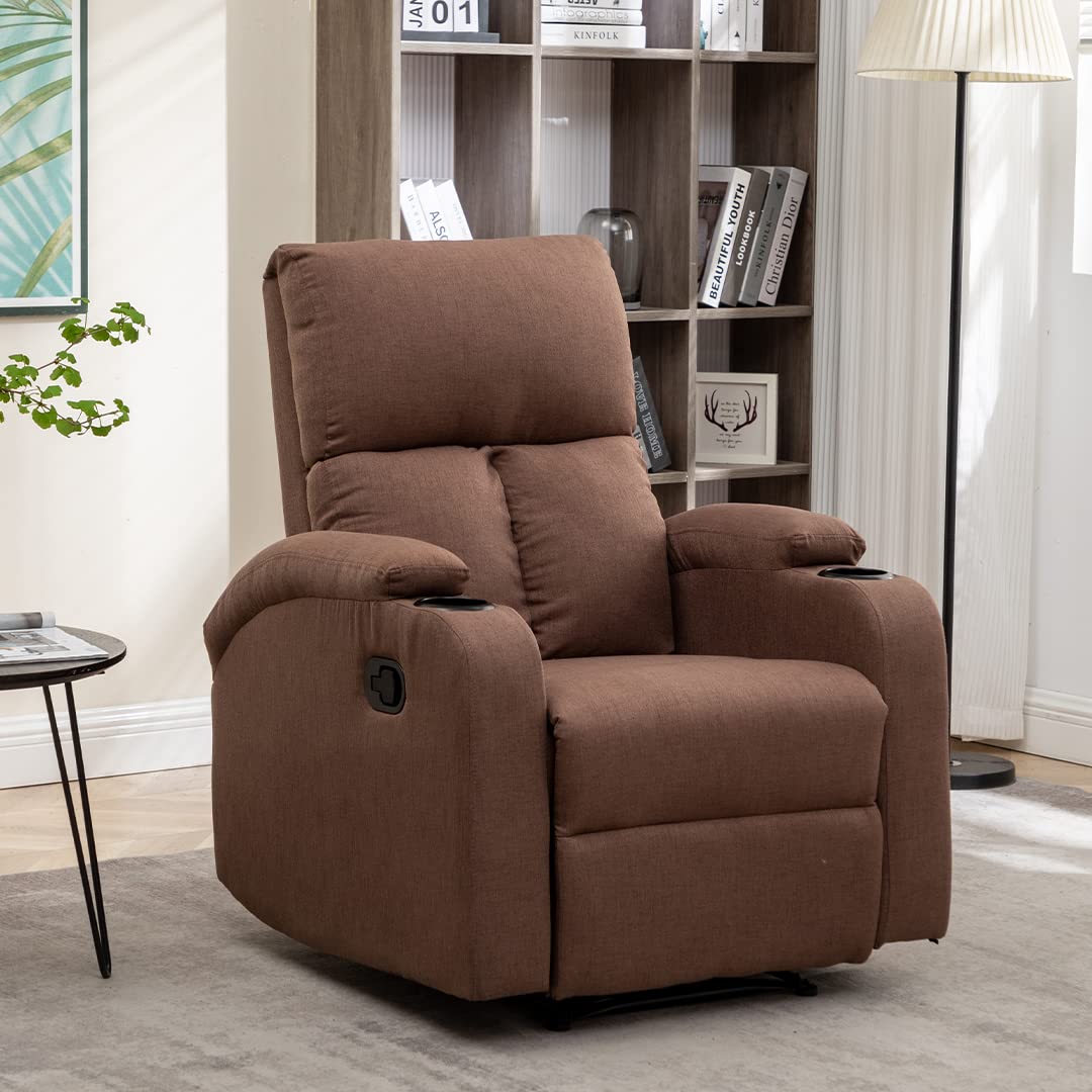SAVYA HOME Single Recliner Chair for Living Room, Home Theater, Office, Lounge | Recliner Sofa with Cushioned Seat & Backrest, Manual Recliner, Rocking Recliner Chair (Brown)