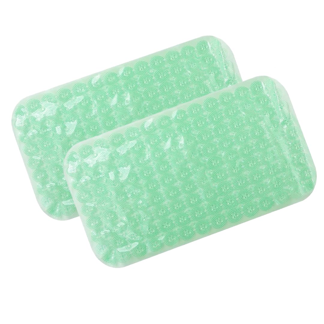 Savya Home Anti Skid Bath Mat for Bathroom, PVC Bath Mat with Suction Cup, Machine Washable Floor Mat (67x37 cm)| Light Green & Light Green