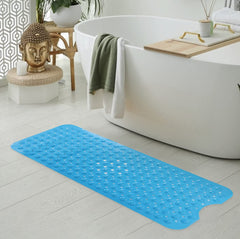 Savya Home Bathroom Floor Mat |71 x 35.5|40 x 100|PVC Accu-Pebble Soft & Light Weight Anti-Skid Mat for Living Room,Bathroom/Shower Mat/Multipurpose(Sky Blue) (100 x 40, Blue)