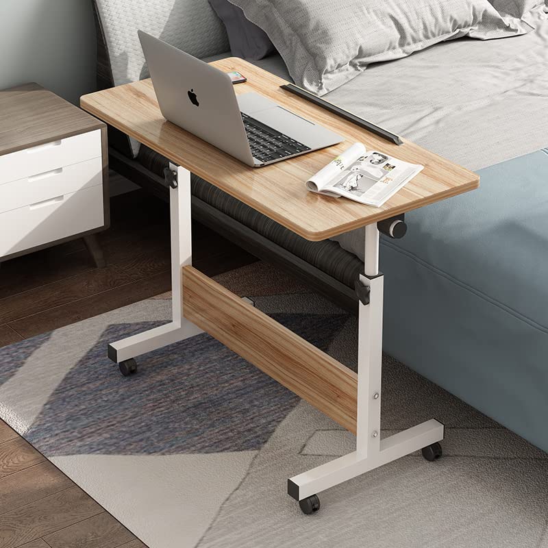 SAVYA HOME Multipurpose Manual Height Adjustable, Movable Desk with Wheels and Adjustable Table Top (30° - 90°) Home, Office, Couch, Bedside Table (Walnut)