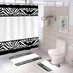 SAVYA HOME Shower Curtain (1) & Bathroom Mat (2) Set, Shower Curtains for Bathroom I, Waterproof Fabric I Anti Skid Mat for Bathroom Floor I Zebra Print, Pack of 3