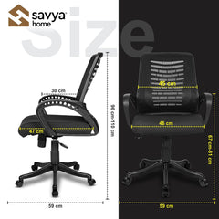 SAVYA HOME Apex Zoom Ergonomic Home and Revolving Office Chair (Black)