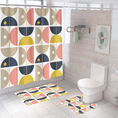 SAVYA HOME Shower Curtain (1) & Bathroom Mat (2) Set, Shower Curtains for Bathroom I, Waterproof Fabric I Anti Skid Mat for Bathroom Floor I Multicolor Geometric Print, Pack of 3