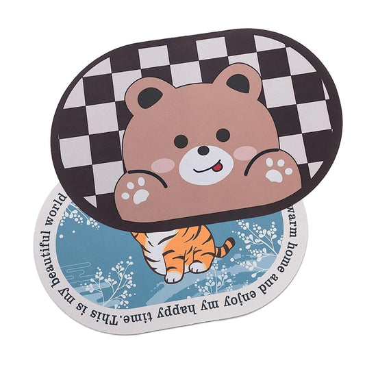 SAVYA HOME Pack of 2 Multipurpose Mat for Kids Bedroom, Play Area, Living Room, Bathroom, Shower | 60 x 40 cm |Teddy Bear & Tiger Design