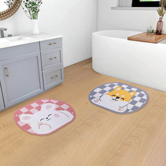 SAVYA HOME Pack of 2 Multipurpose Mat for Kids Bedroom, Play Area, Living Room, Bathroom, Shower | 60 x 40 cm |Pink Bunny & Puppy Design