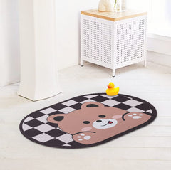SAVYA HOME Multipurpose Mat for Kids Bedroom, Play Area, Living Room, Bathroom, Shower | 60 x 40, Brown | Anti-Skid, Teddy Bear Door Mat