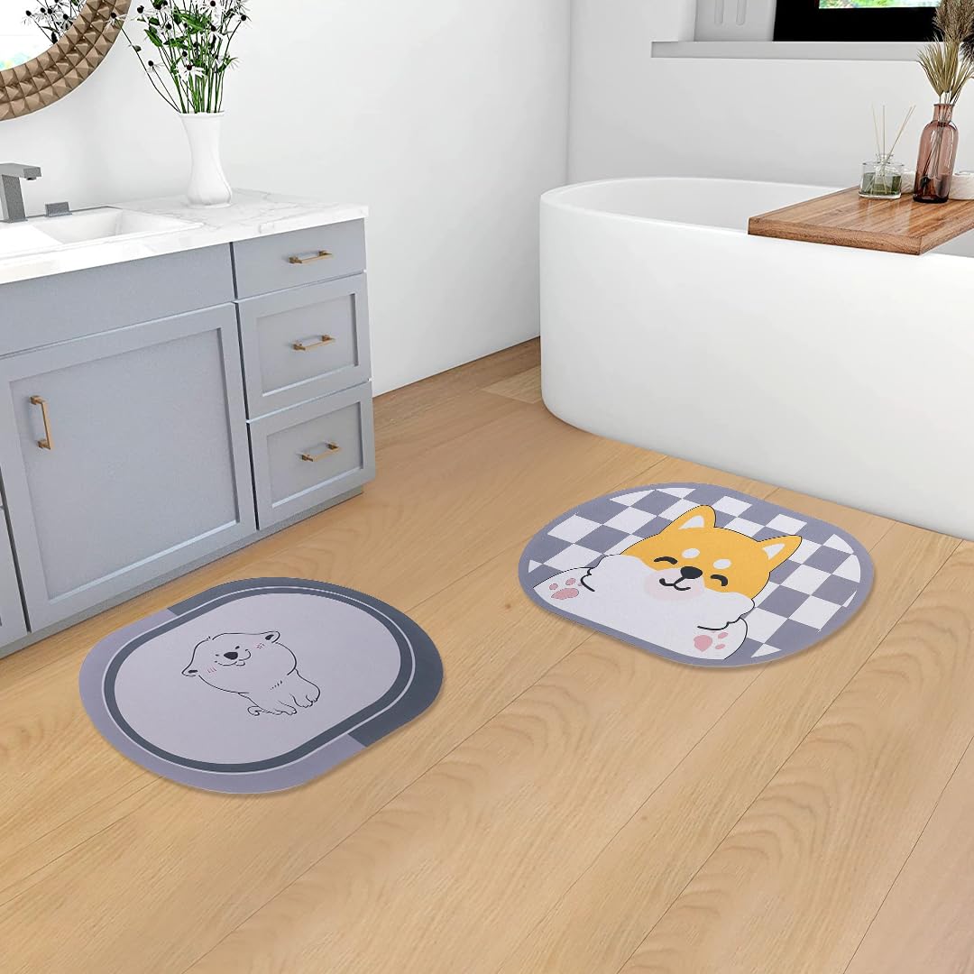 SAVYA HOME Pack of 2 Multipurpose Mat for Kids Bedroom, Play Area, Living Room, Bathroom, Shower | 60 x 40 cm |Cute Cartoon & Puppy Design