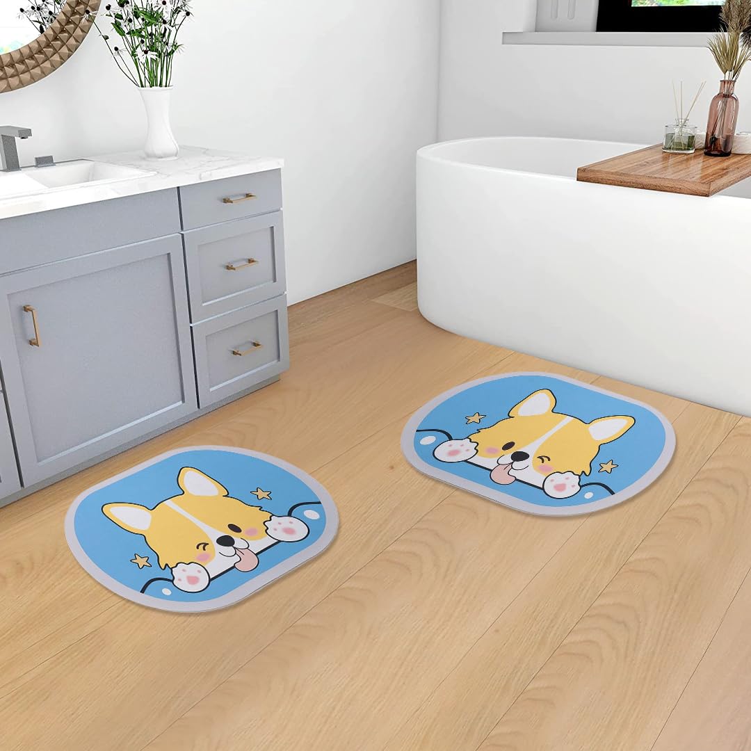SAVYA HOME Pack of 2 Multipurpose Mat for Kids Bedroom, Play Area, Living Room, Bathroom, Shower | 60 x 40 cm |Dog Design