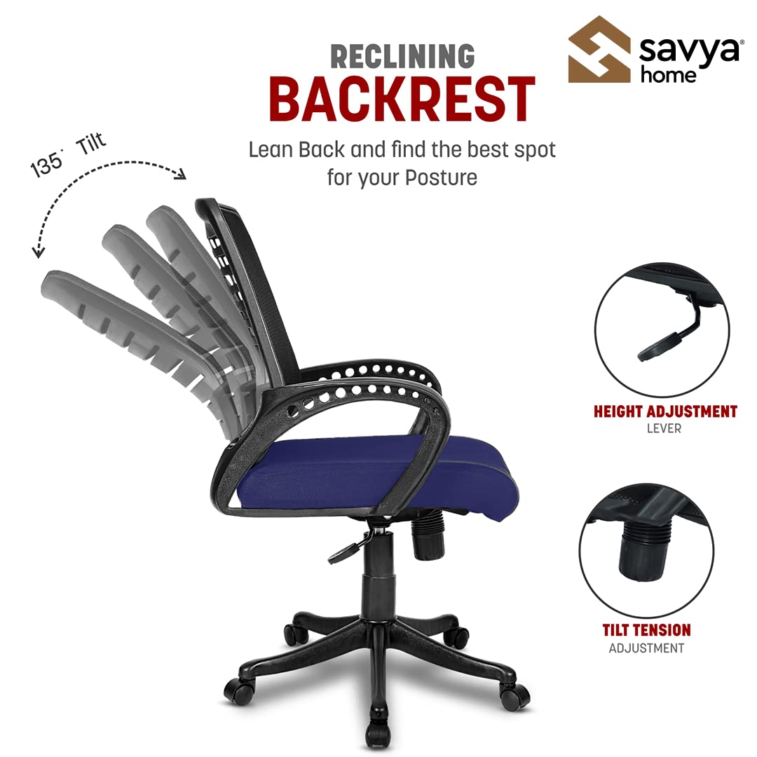 SAVYA HOME Apex Zoom Ergonomic Home and Revolving Office Chair (Blue)
