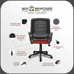 SAVYA HOME Apex Zoom Ergonomic Home and Revolving Office Chair (Red)