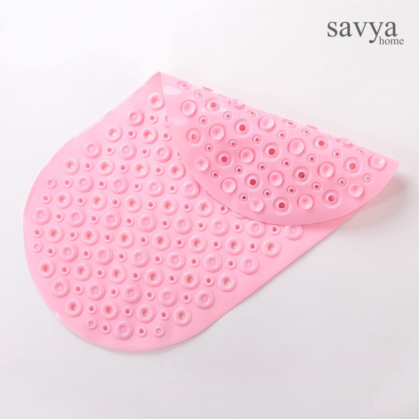 Savya Home Diatom Mud Oval Bathroom Floor Mat PVC/Non-Slip & Soft/Light Weight Mat for Living Room, Anti Skid Mat for Bathroom Floor/Shower Mat/Multipurpose Mat (Dark Blue) (Light Pink)