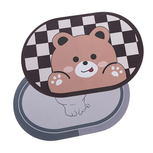 SAVYA HOME Pack of 2 Multipurpose Mat for Kids Bedroom, Play Area, Living Room, Bathroom, Shower | 60 x 40 cm |Teddy Bear & Cute Cartoon Design