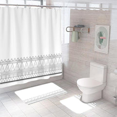 SAVYA HOME Shower Curtain (1) & Bathroom Mat (2) Set, Shower Curtains for Bathroom I, Waterproof Fabric I Anti Skid Mat for Bathroom Floor I Black White Print, Pack of 3
