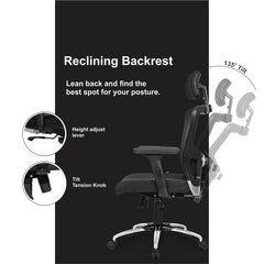 SAVYA HOME Beatle High Back Ergonomic Office Chair with 3D Adjustable Arms, Synchronous 3 Position Tilt Lock Mechanism and 2D Lumbar Support (Ergonomic Meshback, Black, Qty-1,DIY)