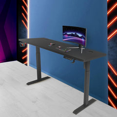SAVYA HOME Multipurpose Electric Height Adj. Engineered Wood Table Desk, Ergonomic Sit-Stand Desk, Digital Display with Memory Preset Option, Cup Holder & Headphone Hook (160 * 60*(72-117) cm), Black