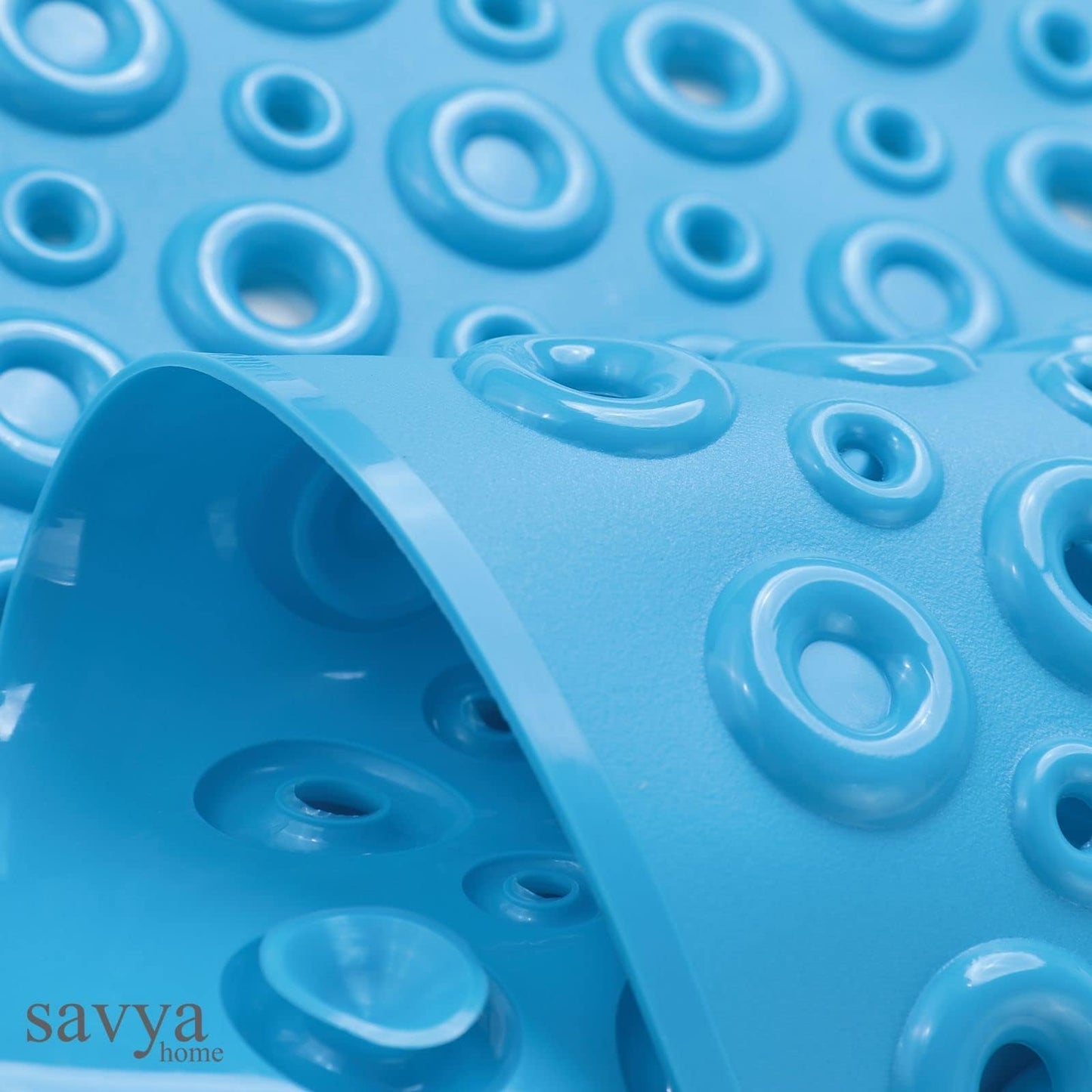Savya Home Pack of 2 Nonslip Soft Rubber Bath Mat, Rain Mat for Bathtub and Shower, Anti Slip, Anti Bacterial, Machine Washable PVC Bath Mat for Bathroom | 65 x 36 cm |Blue & Light Pink