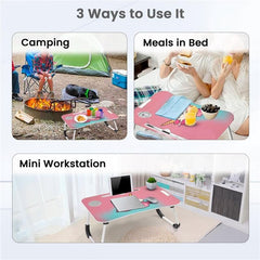 SAVYA HOME Multi-Purpose Portable Laptop Table, Foldable Wooden Desk for Bed Tray, Laptop Table, Study Table with Mug Holder, Ergonomic, Non-Slip Legs, Breakfast in Bed Table, Unicorn