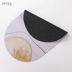SAVYA HOME Pack of 2 Polypropylene Bathroom Mats|60 x 40cm|Anti-Skid Mat for Living Room, Kitchen, Shower, Bathtub |Multipurpose Mat(Metallic & Ivory)
