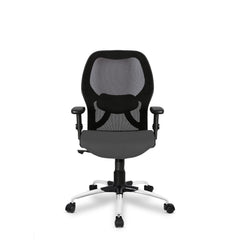 SAVYA HOME Apollo Mid Back Ergonomic Office Chair with Adjustable Arms and Anyposition Tilt Lock Mechanism (2D Lumbar Support & Contoured Meshback, 1 Piece) (Grey)