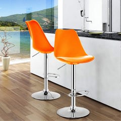 SAVYA HOME® Curvy Kitchen Stool/BAR Stool (Qty-1) (Single, Orange)
