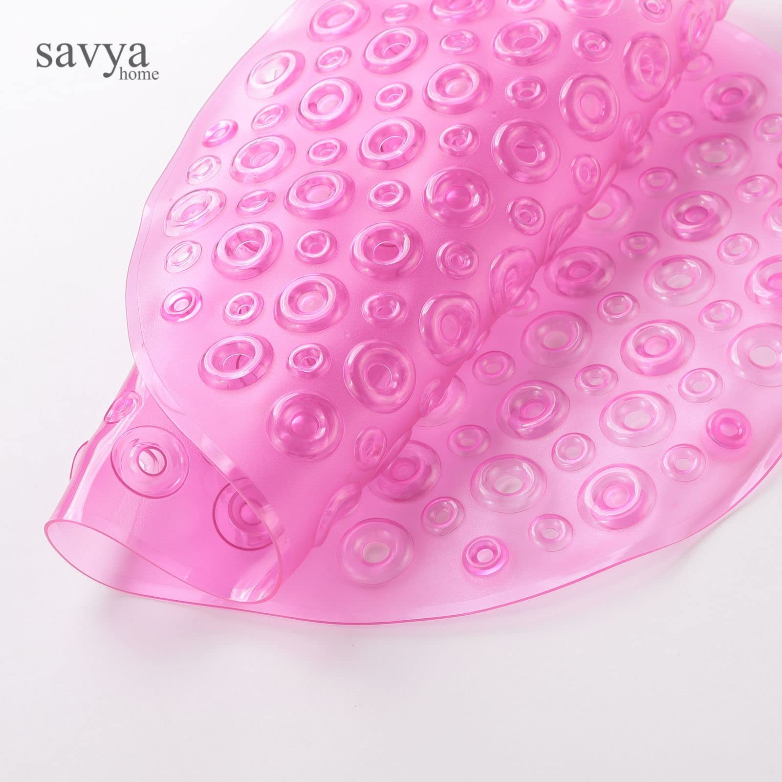 SAVYA HOME - Pink Nonslip Soft Rubber Bath Mat, Rain Mat for Bathtub and Shower, Anti Slip, Anti Bacterial, Machine Washable PVC Bath Mat for Bathroom | Size : 65 x 36 cm