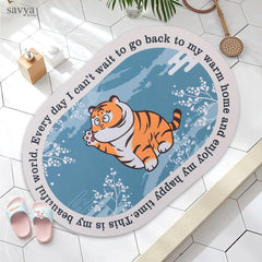 SAVYA HOME Pack of 2 Multipurpose Mat for Kids Bedroom, Play Area, Living Room, Bathroom, Shower | 60 x 40 cm |Tiger & Cartoon Design