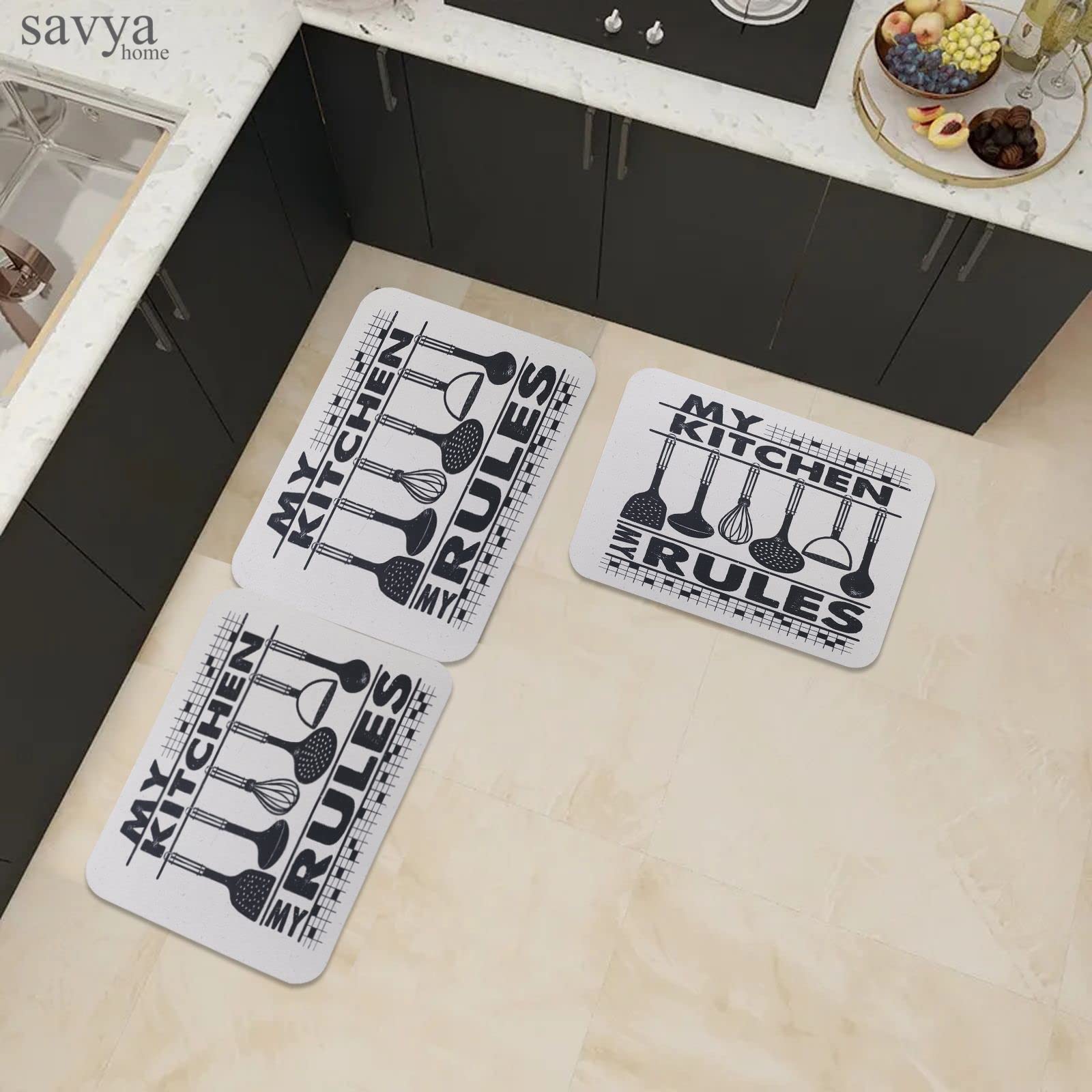 SAVYA HOME Multi My Rules Printed Diatom mud Bathroom Non-Slip mat