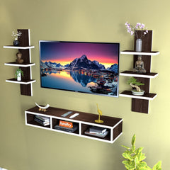 SAVYA HOME - TV Unit for Living Room, Set Top Box Stand, Wall Shelf, Book Shelf, Shelf Organizer, Large, Suitable for Upto 42 inch TVs
