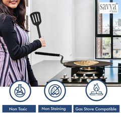 SAVYA HOME Hard Anodized Roti Tawa with Handle | 25 cm Diameter | High Grade Aluminium | Scratch Resistant Surface | Riveted Handles | Roti & Dosa Tawa | Black Color (Large)