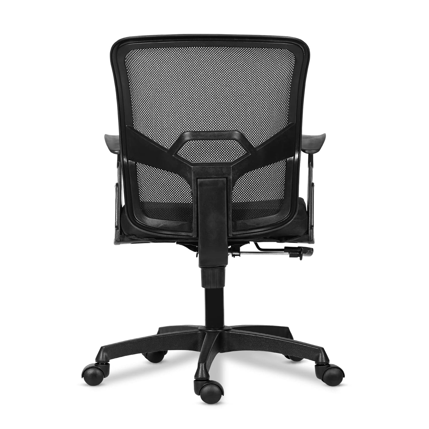 SAVYA HOME® 4th Gen Mid-Back Ergonomic Revolving Mesh Chair for Office,Work from Home & Study withTilt Lock Mechanism, Pneumatic Seat Height Adjustment, T-Type Armrest(Qty-1, Black)