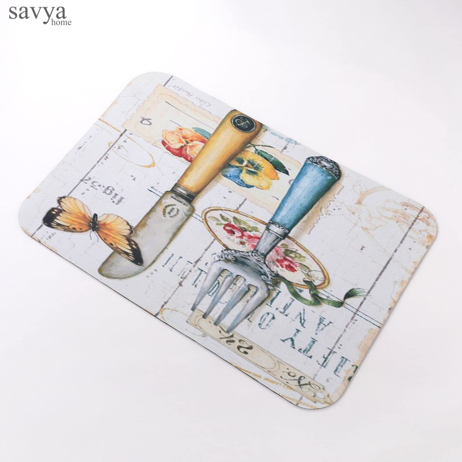 SAVYA HOME Kitchen Mats|| 60 x 40 ||Anti-Skid Mat for Living Room,Bathroom,Shower,Bathtub mat,Multipurpose Mat (Blue & Yellow)