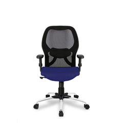 SAVYA HOME Apollo Mid Back Ergonomic Office Chair with Adjustable Arms and Anyposition Tilt Lock Mechanism (2D Lumbar Support & Contoured Meshback, 1 Piece) (Blue)