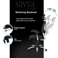 Savya Home Apollo High Back Ergonomic Office, Work from Home Chair with 2D Lumbar Support, Steel Base, Tiltlock Mechanism (Ergonomic Meshback, Beige, Qty-1)