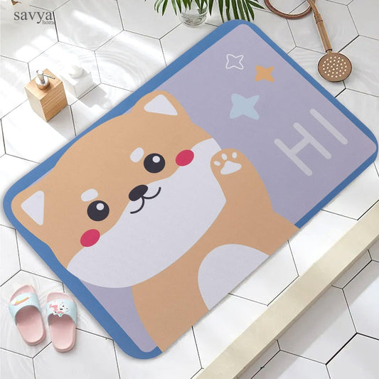 SAVYA HOME Pack of 2 Multipurpose Mat for Kids Bedroom, Play Area, Living Room, Bathroom, Shower | 60 x 40 cm |Cartoon Design