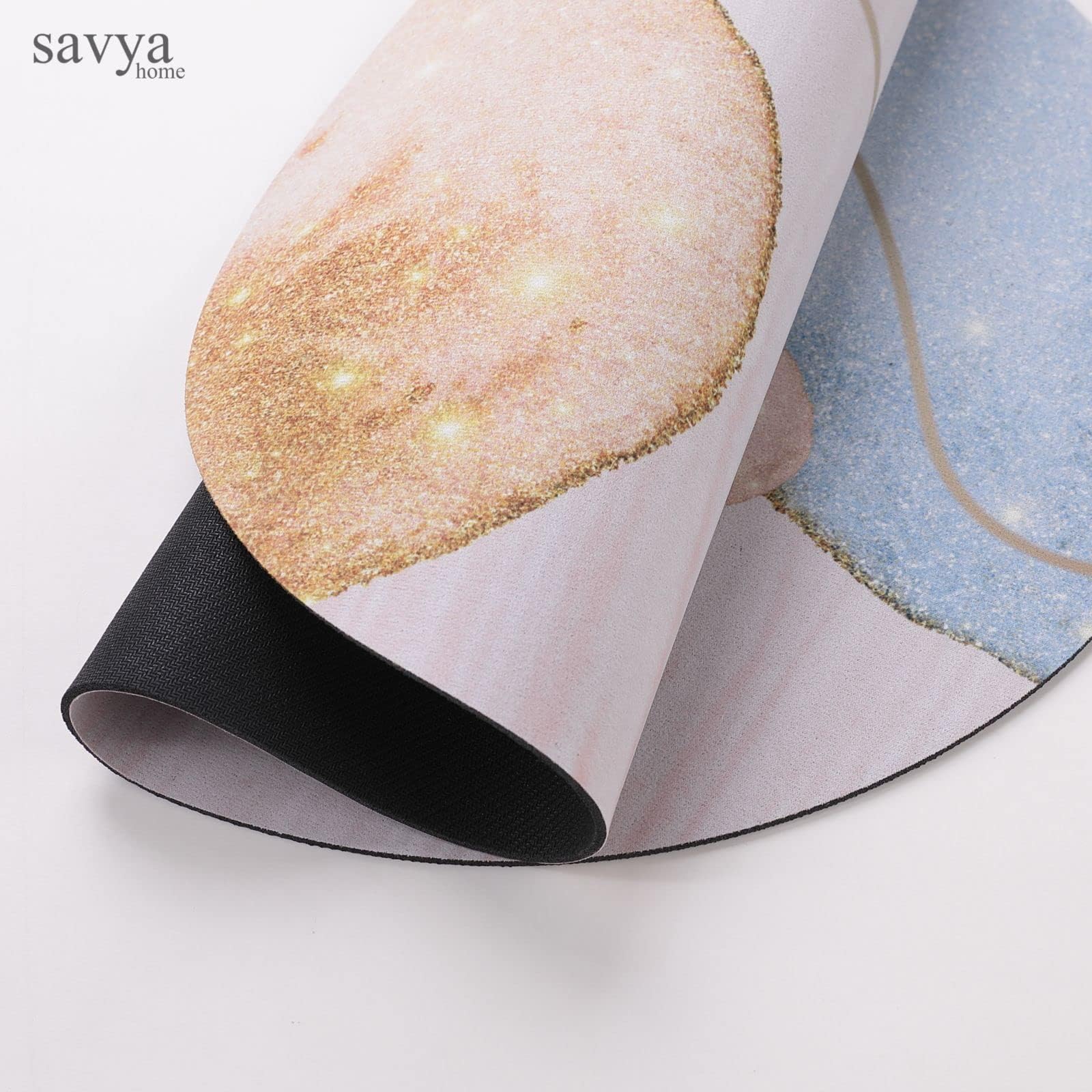 SAVYA HOME Pack of 2 Polypropylene Bathroom Mats|60 x 40cm|Anti-Skid Mat for Living Room, Kitchen, Shower, Bathtub |Multipurpose Mat(Metallic & Ivory)