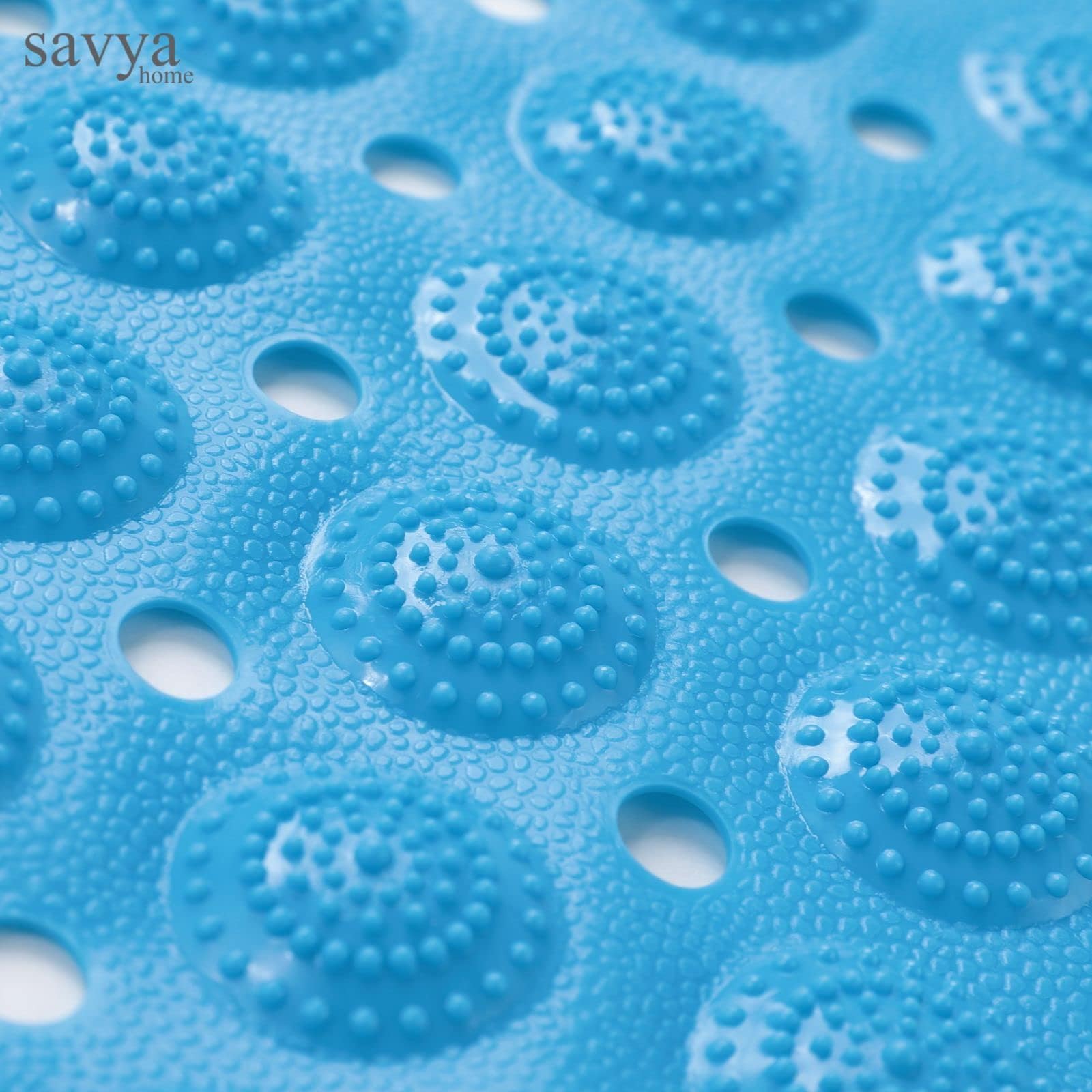 Savya Home Pack of 2 Diatom Mud Bathroom Floor Mat |71 x 35.5 cm|PVC Accu-Pebble Soft & Light Weight Anti-Skid Mat for Living Room,Bathroom/Shower Mat/Multipurpose (Blue)