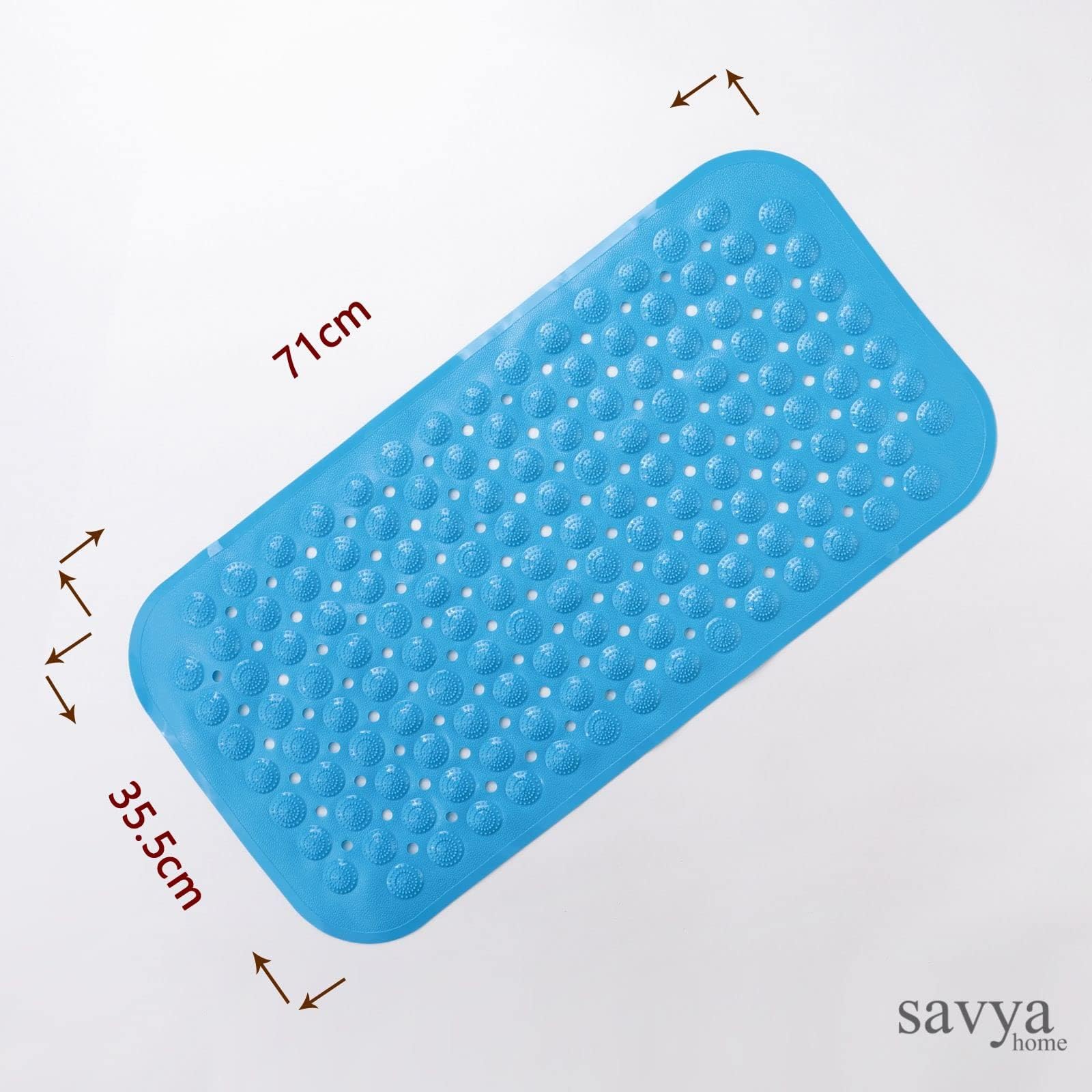 Savya Home Pack of 2 Diatom Mud Bathroom Floor Mat |71 x 35.5 cm|PVC Accu-Pebble Soft & Light Weight Anti-Skid Mat for Living Room,Bathroom/Shower Mat/Multipurpose (Blue)