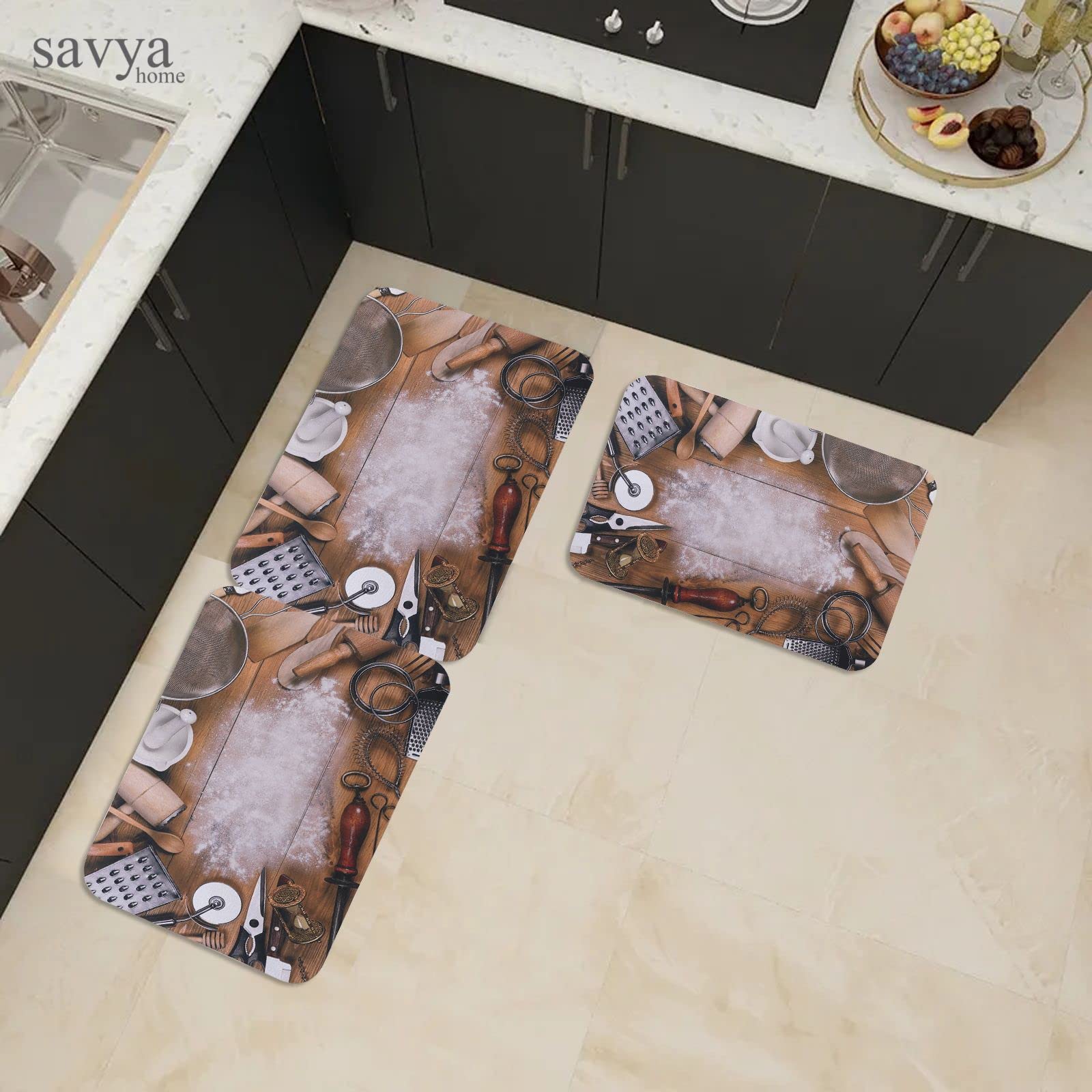 SAVYA HOME Kitchen Mats|| 60 x 40 ||Anti-Skid Mat for Living Room,Bathroom,Shower,Bathtub mat,Multipurpose Mat (Brown)