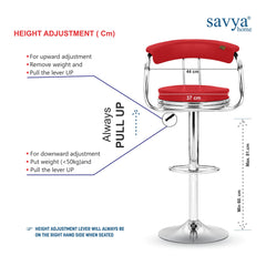 SAVYA HOME® Curvy Kitchen Stool/BAR Stool (Qty-1) (Single Martin, Red)